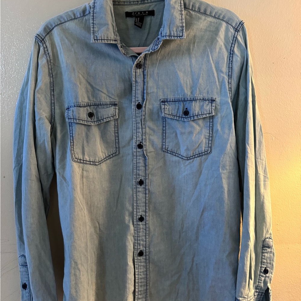 Classic Blue Casual Button Down Shirt